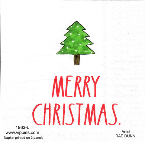 C-1963 Rae Dunn Merry Christmas Tree Napkin for Decoupage