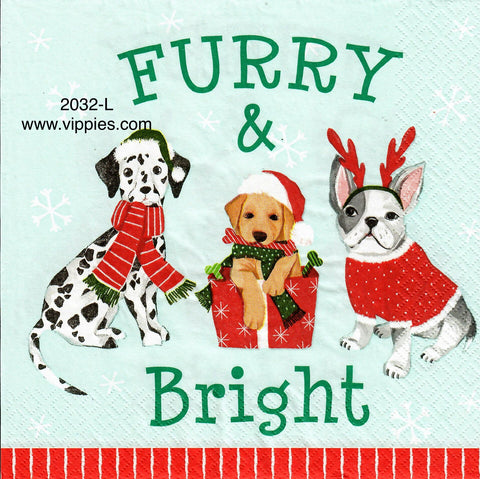 C-2032-L Dogs Furry and Bright Napkin for Decoupage