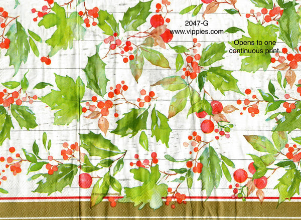 C-2047-G Holly Plank Guest Napkin for Decoupage