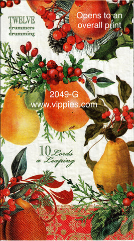 C-2049-G Twelve Days of Christmas Guest Napkin for Decoupage