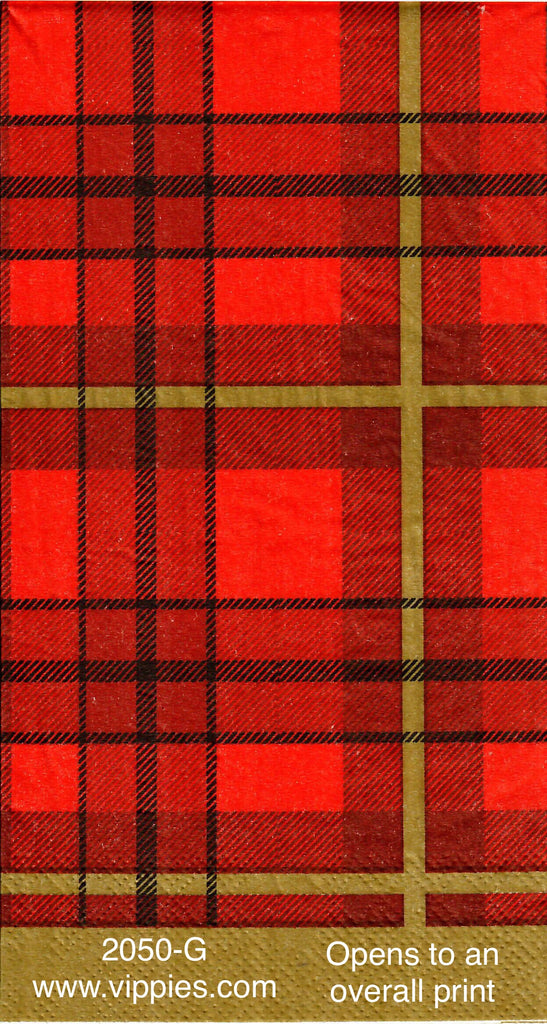 C-2050-G Red Scotch Plaid Guest Napkin for Decoupage