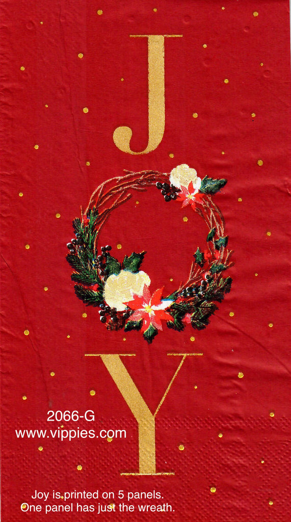 C-2066-G Red Joy Wreath Guest Napkin for Decoupage