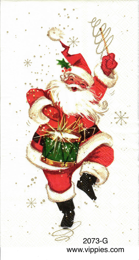 C-2073-G Marching Santa Guest Napkin for Decoupage