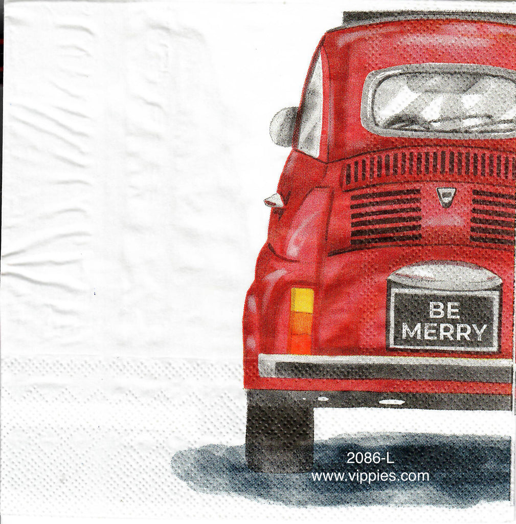 C-2086-L Red Fiat Be Merry Napkin for Decoupage