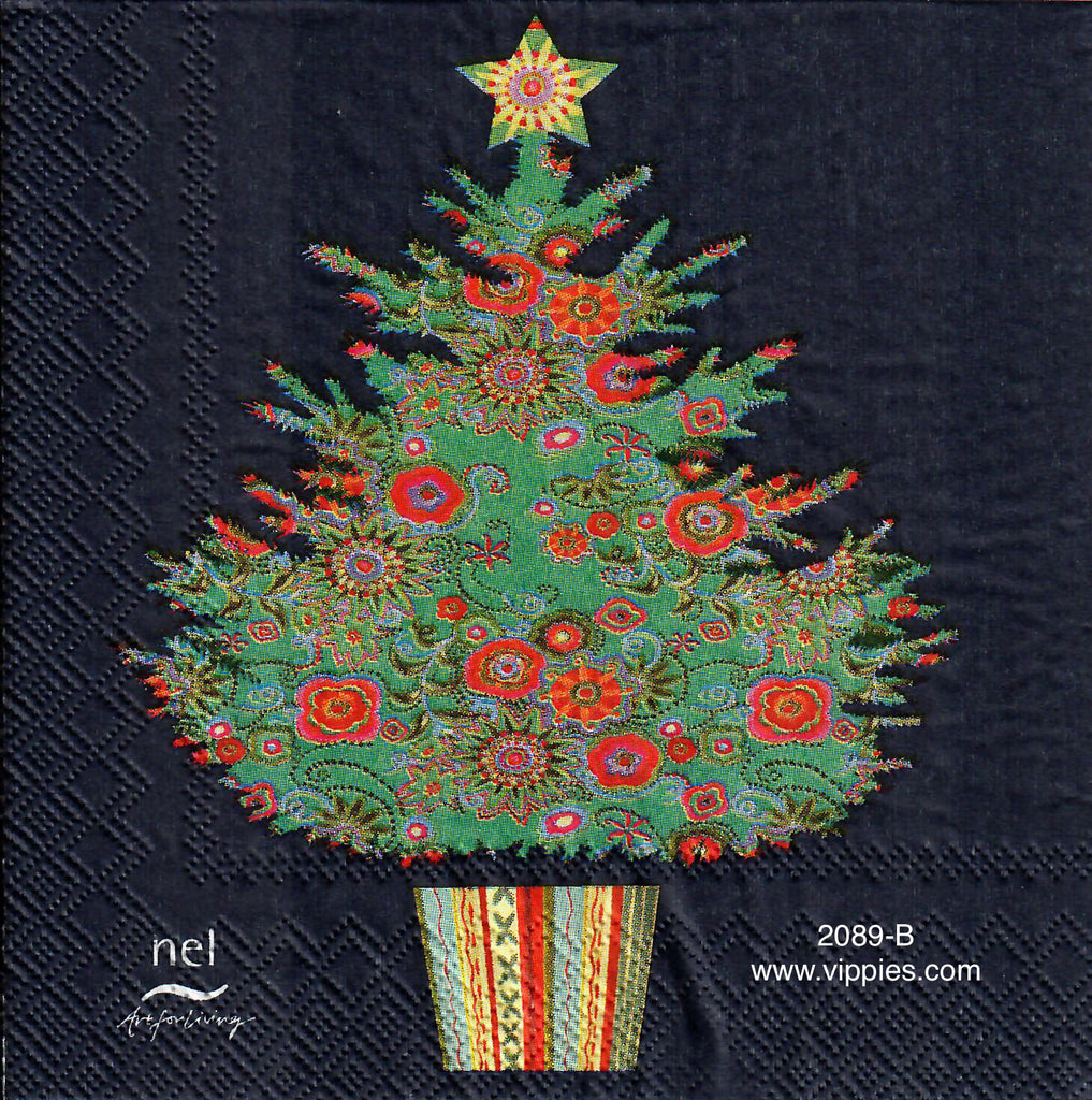 C-2089-B Christmas Tree on Dark Blue Napkin for Decoupage