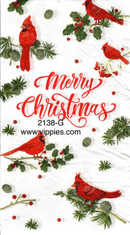C-2138 Cardinals Group Merry Christmas Guest Napkin for Decoupage