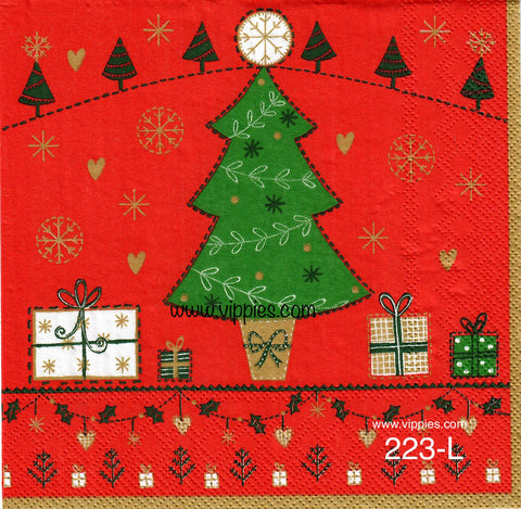 C-223 Christmas Tree Red Napkin for Decoupage