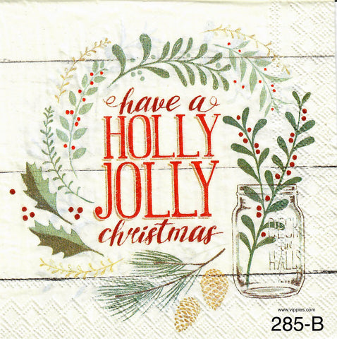 C-285 Have a Holly Jolly Napkin for Decoupage