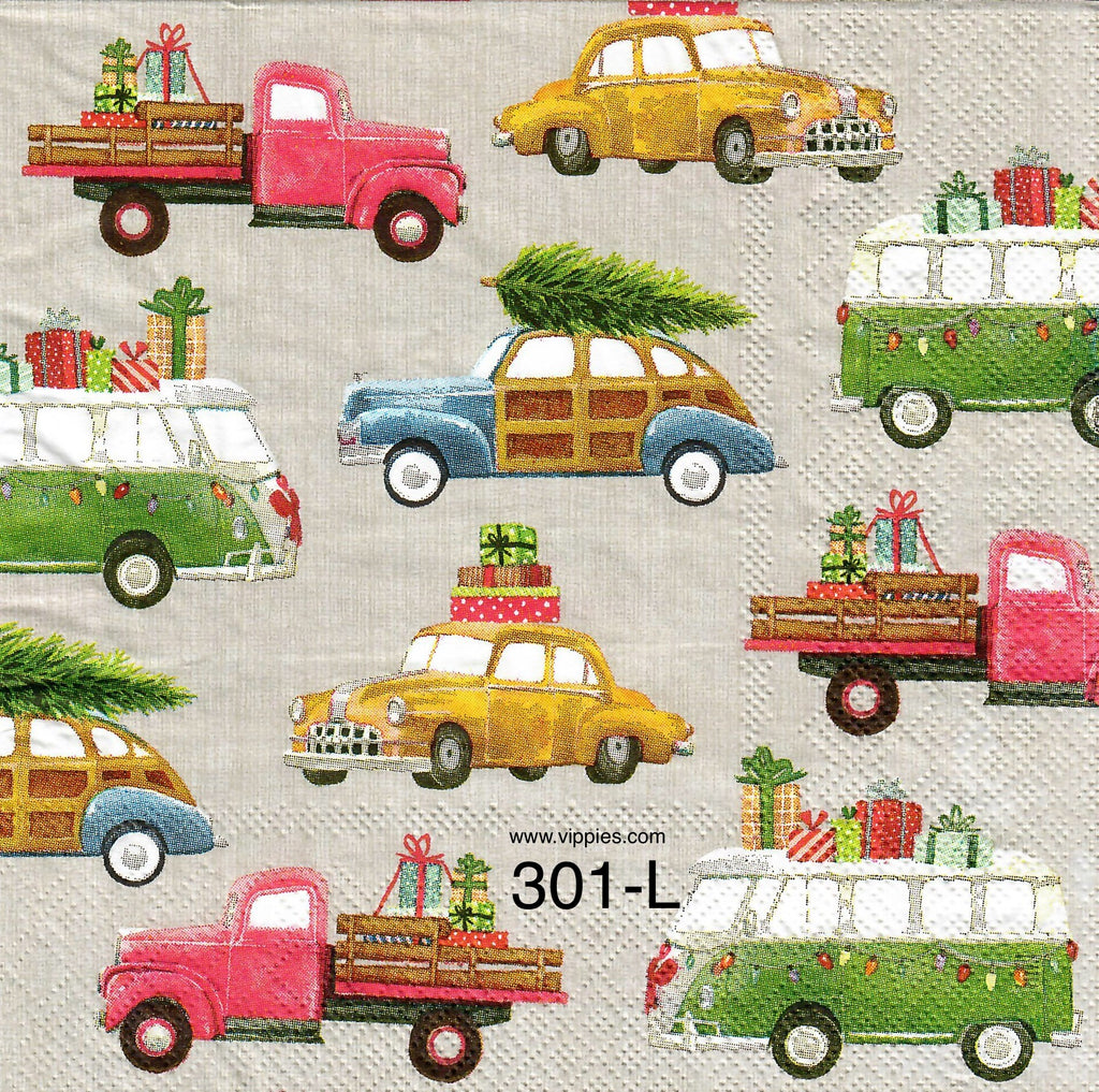 C-301 Cars and Trucks with Packages Napkin for Decoupage