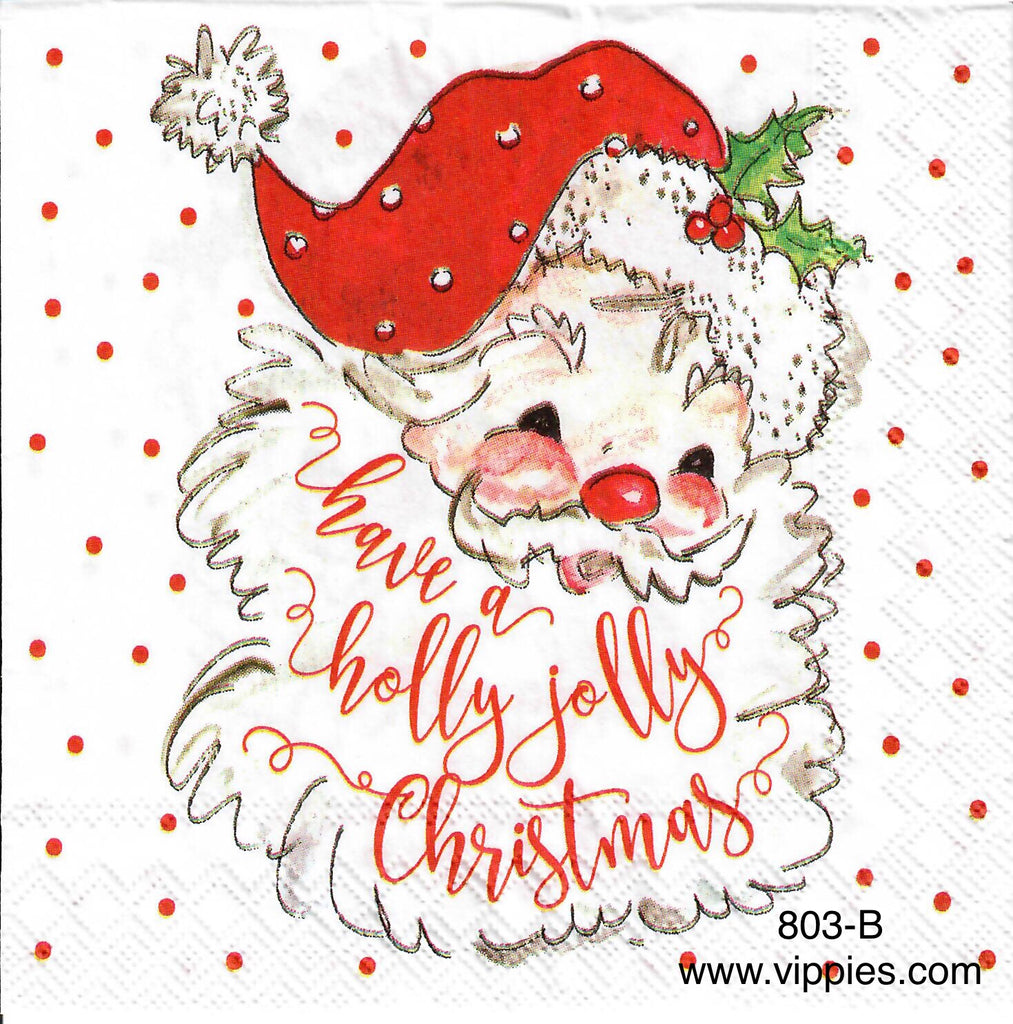 C-803 Holly Jolly Santa Beard Napkin for Decoupage