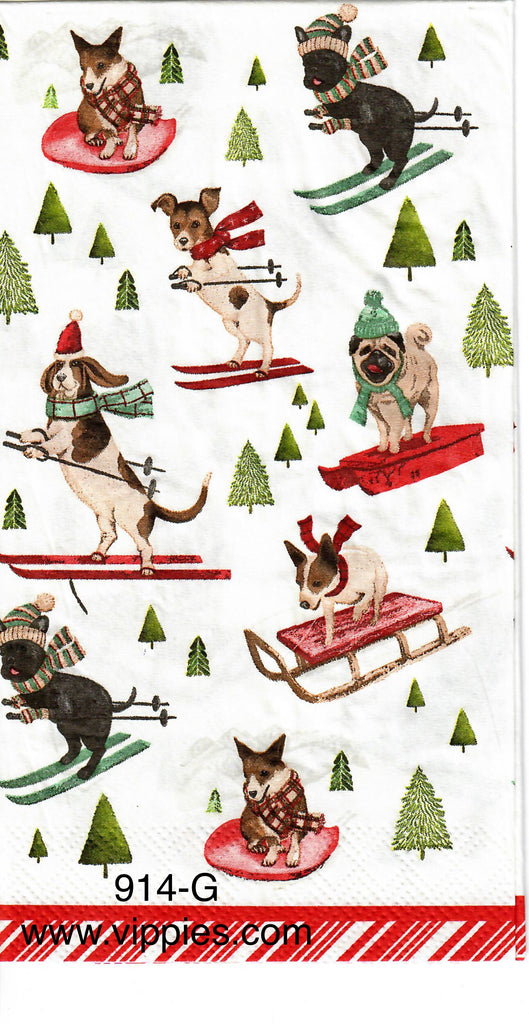 C-914 Dogs on Sleds Guest Napkin for Decoupage