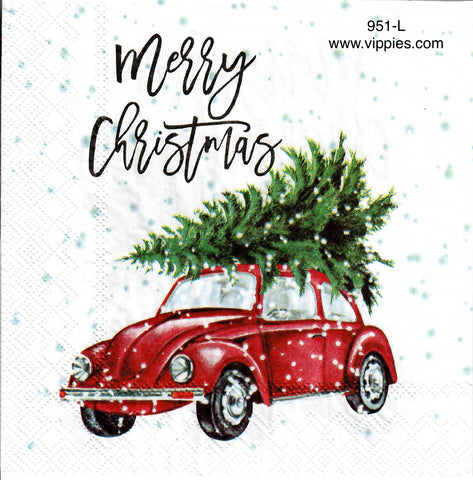 C-951 Red VW Merry Christmas Napkin for Decoupage