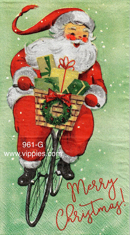 C-961 50's Santa on Bike Guest Napkin for Decoupage
