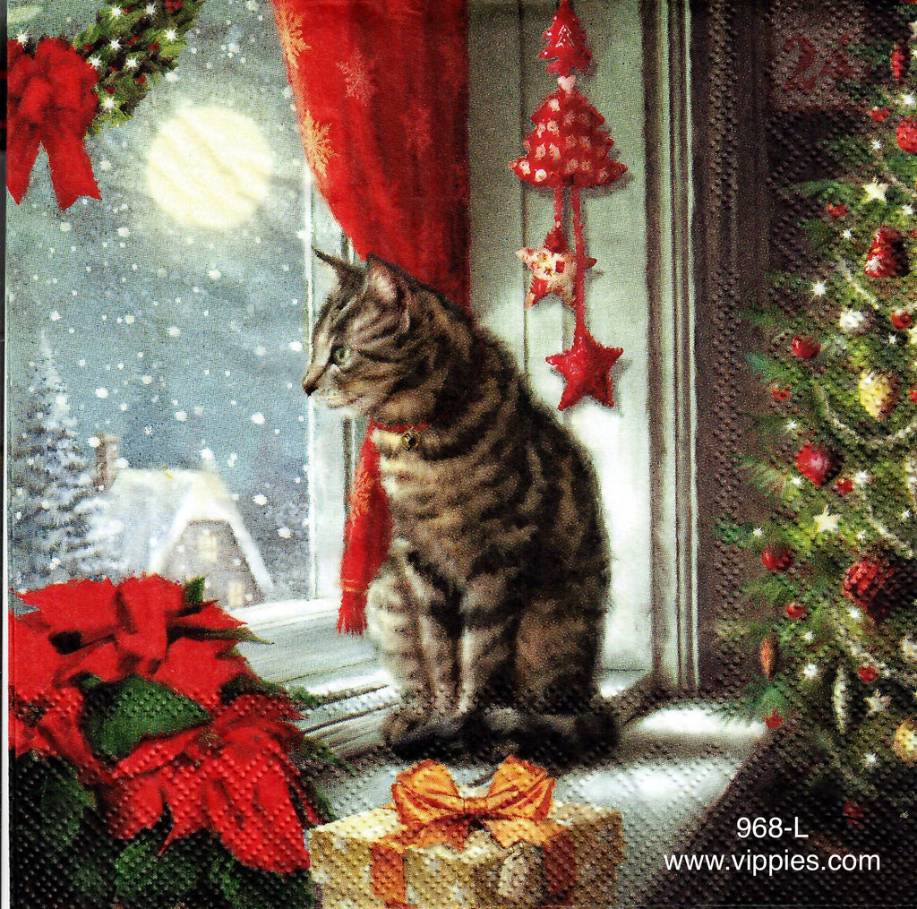 C-968 Silent Moment Cat Napkin for Decoupage