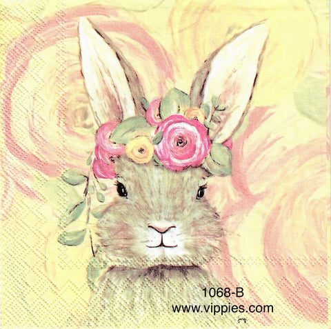 EAST-1068-B Pretty Floral Bunny Head Napkin for Decoupage