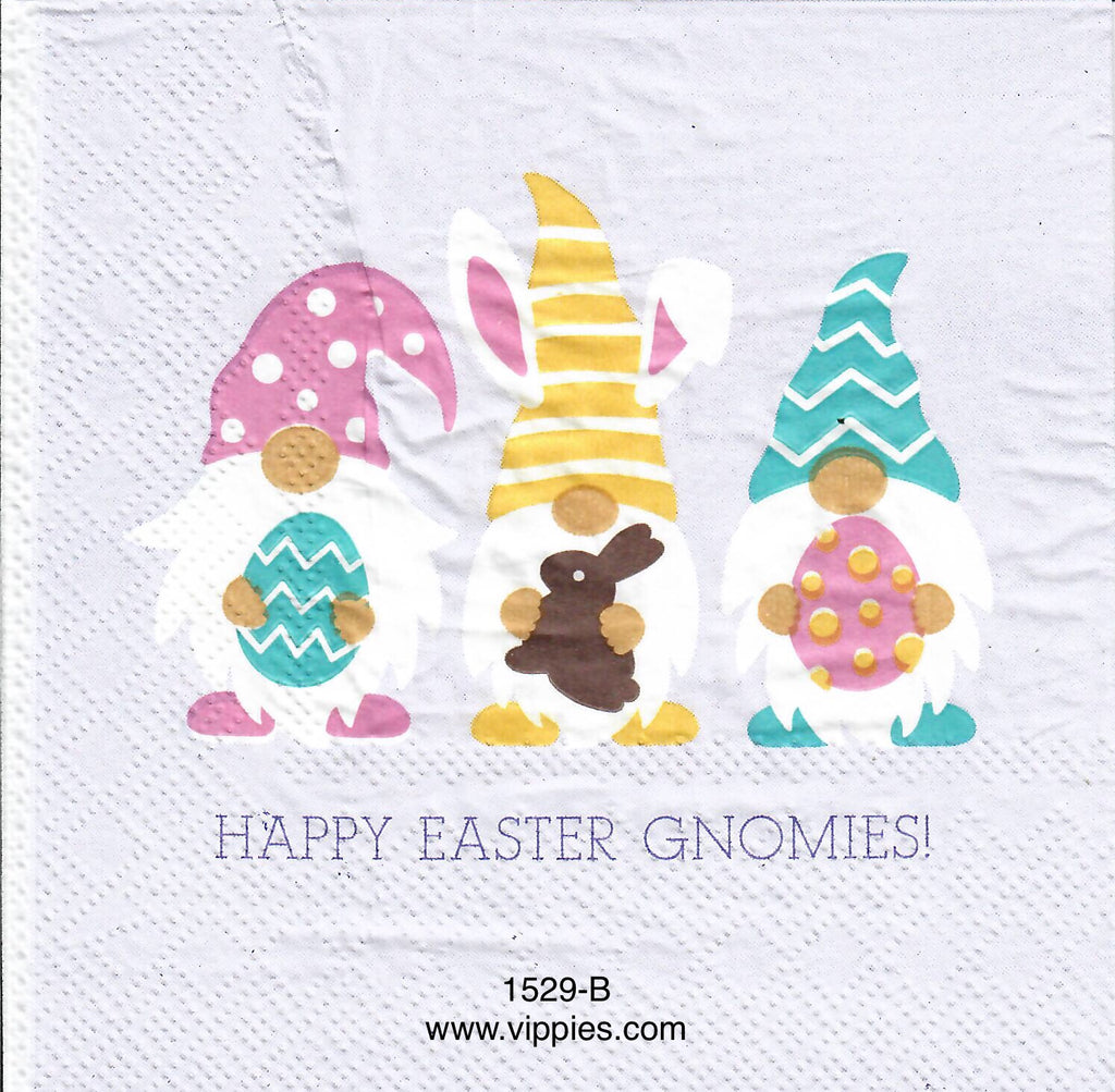 EAST-1529 Happy Easter Gnome Trio Napkin for Decoupage