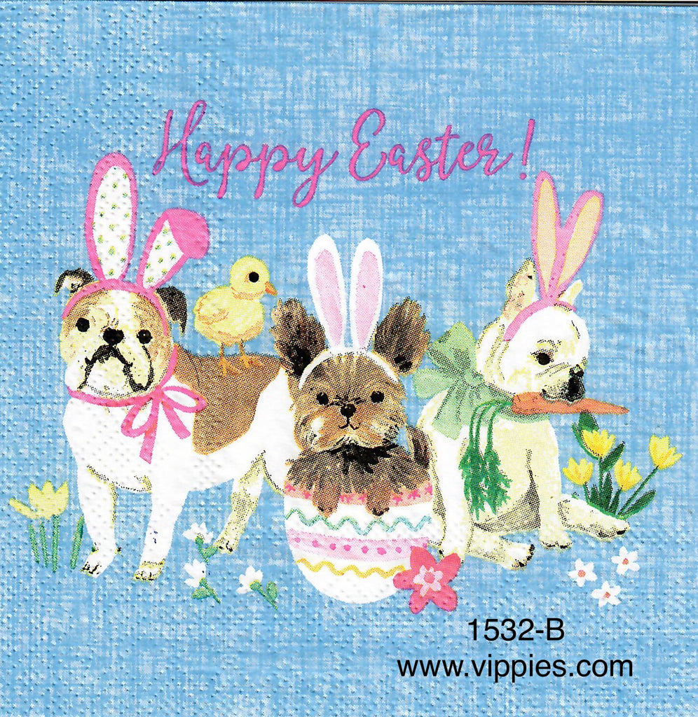 EAST-1532 Dogs with Bunny Ears Napkin for Decoupage