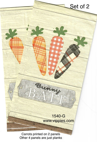 EAST-1540-G-S Set of 2 Bunny Bait Plank Guest Napkins for Decoupage