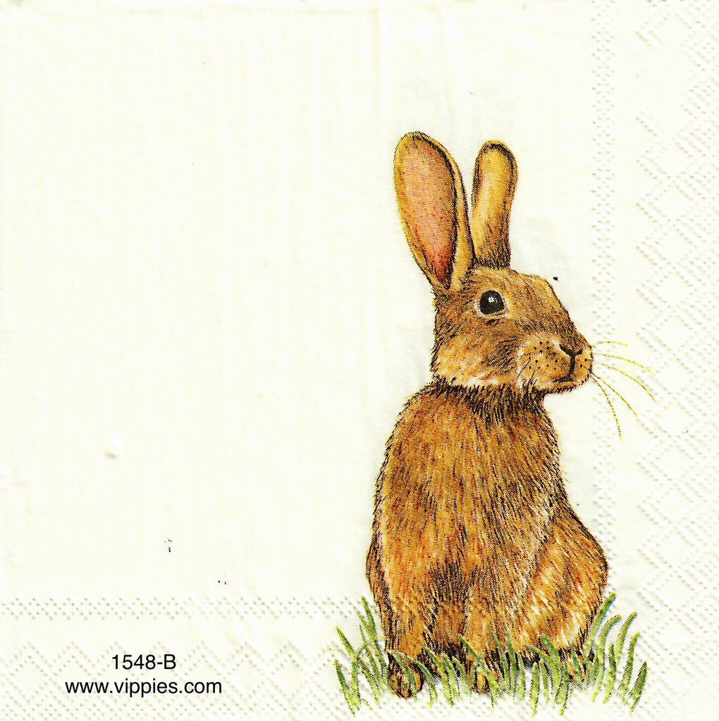 EAST-1548 Brown Bunny on Side Napkin for Decoupage