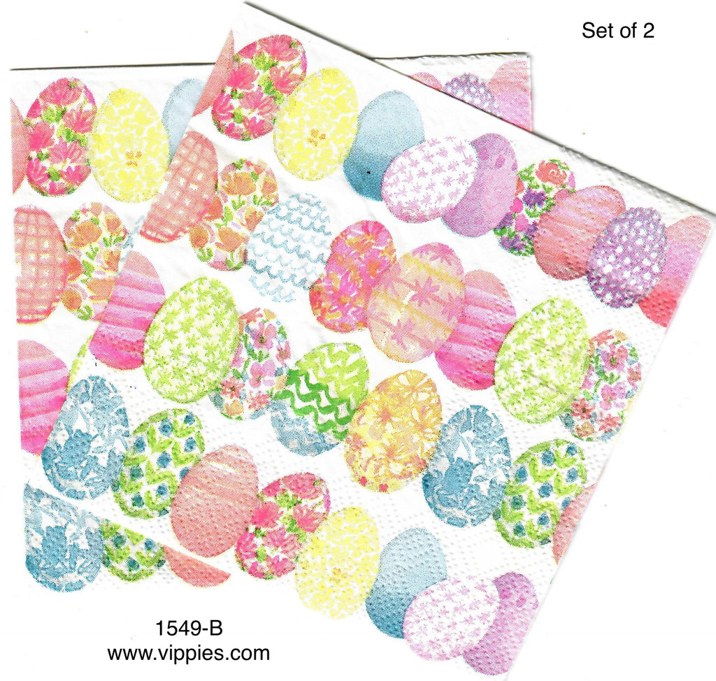 EAST-1549-B-S Set of 2 Easter Eggs in Rows Napkins for Decoupage