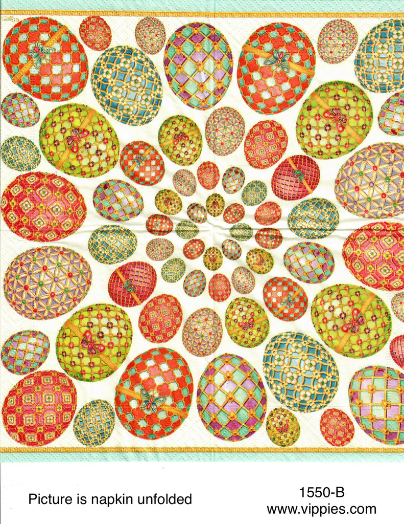EAST-1550 Faberge Eggs in Circles Napkin for Decoupage