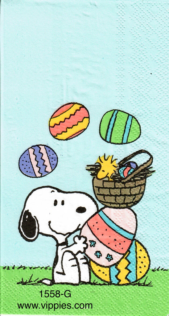 EAST-1558 Snoopy Eggs Woodstock Guest Napkin for Decoupage