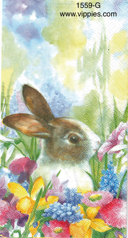 EAST-1559 Bunny in Flower Guest Napkin for Decoupage