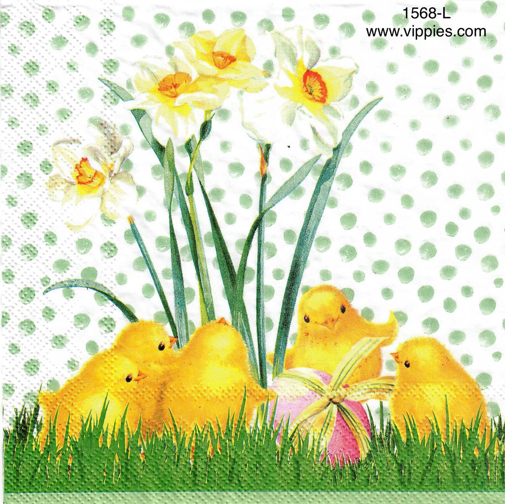 EAST-1568 Chicks and Daffodils Napkin for Decoupage