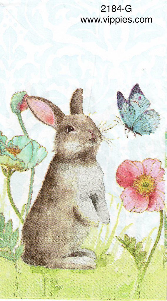 EAST-2184-G Standing Bunny Butterfly Guest Napkin for Decoupage