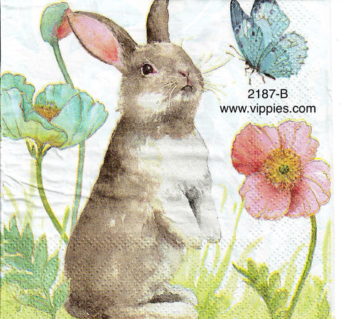 EAST-2187-B Standing Bunny Butterfly Napkin for Decoupage