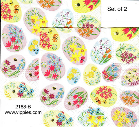 EAST-2188-B-S Set of 2 Flower Eggs Napkins for Decoupage