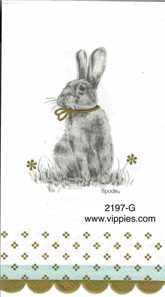 EAST-2197-G Spode Gray Bunny Guest Napkin for Decoupage