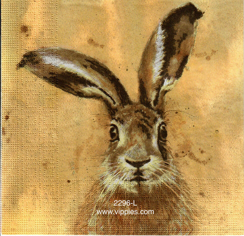 EAST-2296-L Brown Hare Napkin for Decoupage