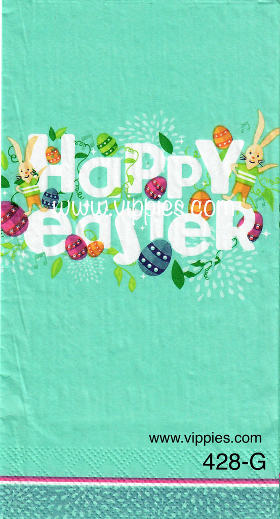 EAST-428 Happy Easter Turquoise Napkin for Decoupage