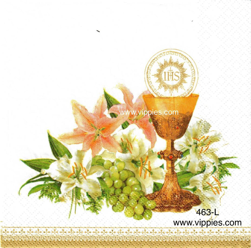 EAST-463 Chalice Lilies Grapes Napkin for Decoupage