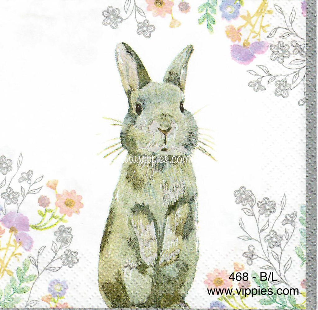 EAST-468 Standing Gray Bunny Napkin for Decoupage
