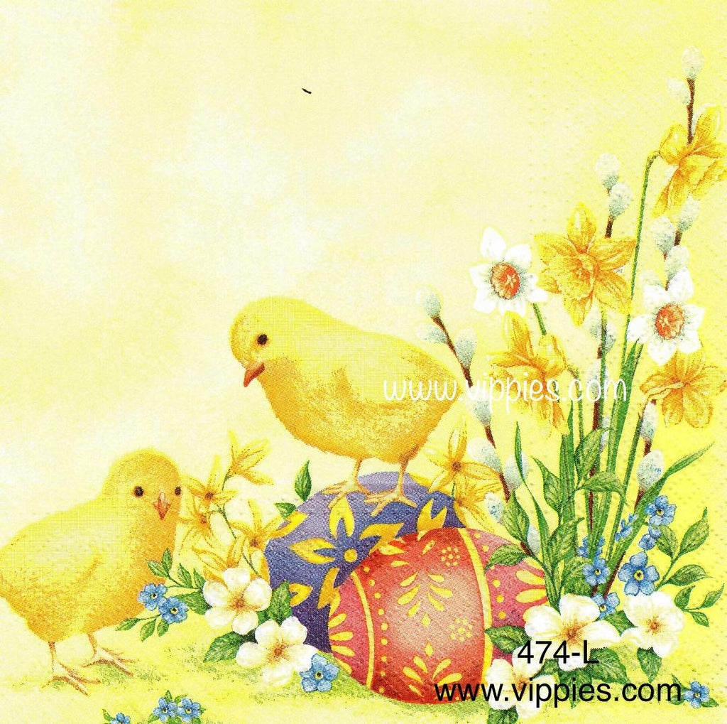 EAST-474 Chicks and Eggs Napkin for Decoupage