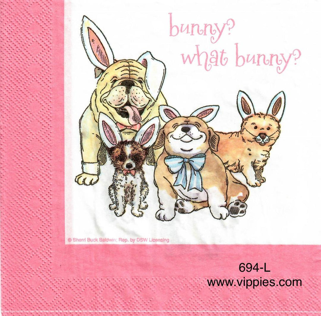 EAST-694 Bunny What Bunny Dogs Napkin for Decoupage