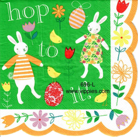 EAST-696 Hop To It Bunnies Napkin for Decoupage