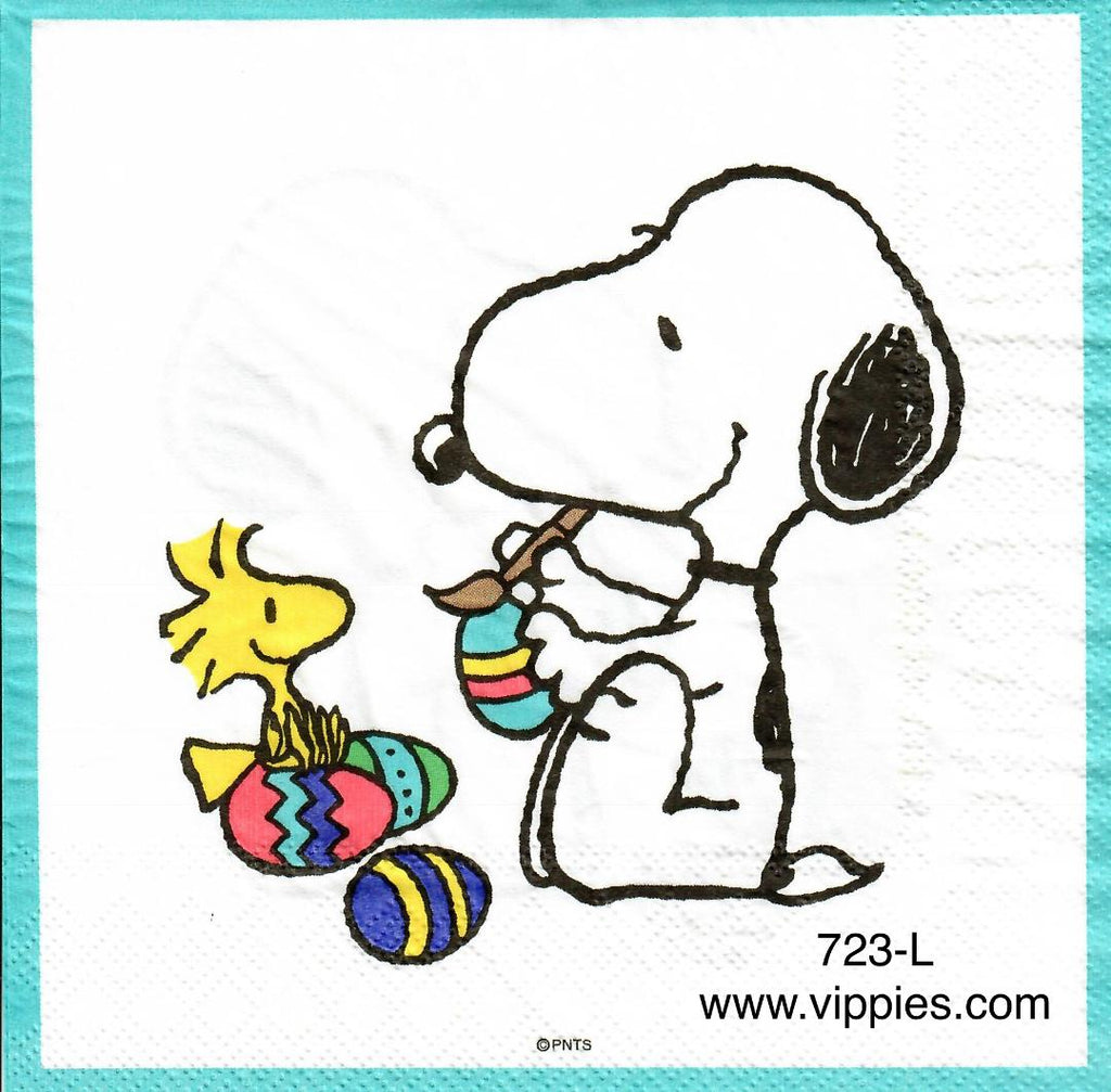 EAST-723 Snoopy Painting Egg with Woodstock Napkin for Decoupage