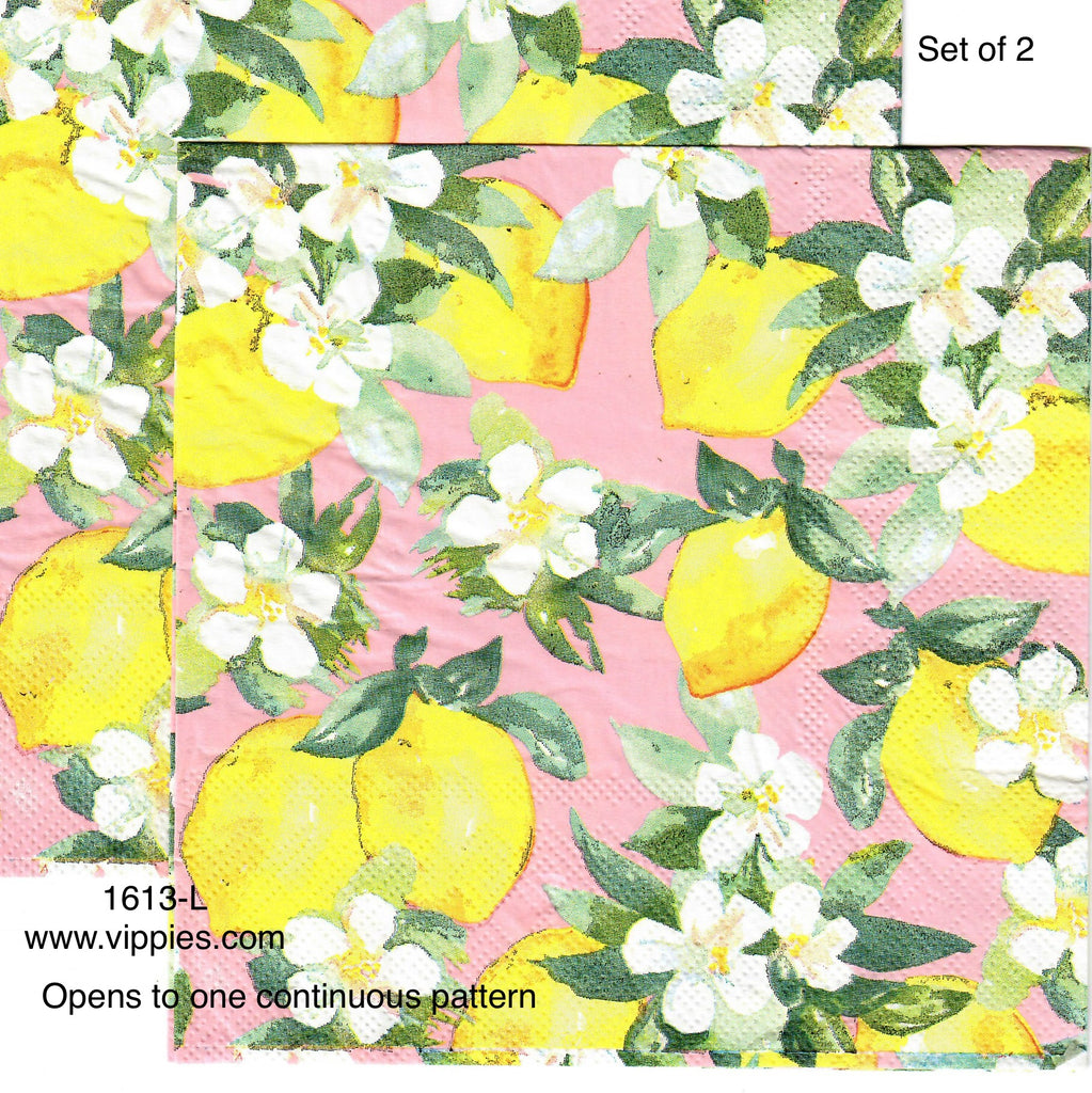 FD-1613-L-S Set of 2 Pink Lemonade Flowers Napkins for Decoupage