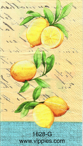 FD-1628-G Lemon Aqua Border Guest Napkin for Decoupage