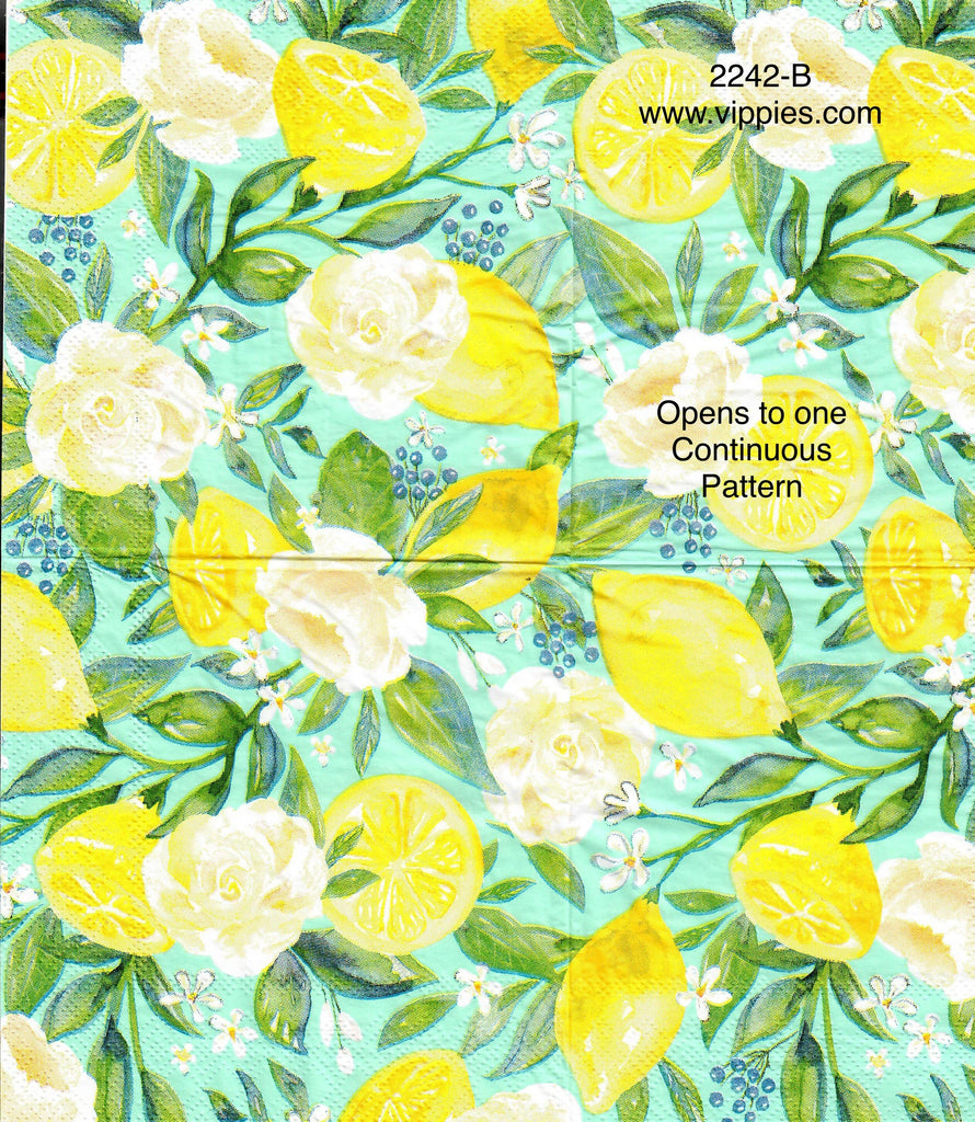 FD-2242-B Lemons Floral Leaves Napkin for Decoupage