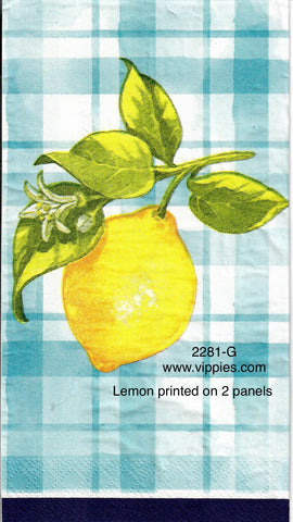 FD-2281-G Lemon Blue Plaid Guest Napkin for Decoupage