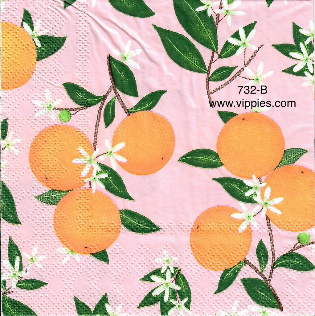 FD-732 Oranges on Pink Napkin for Decoupage