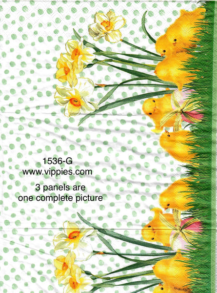 FL-1536 Chicks Daffodils Guest Napkin for Decoupage