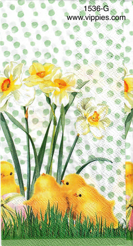 FL-1536 Chicks Daffodils Guest Napkin for Decoupage