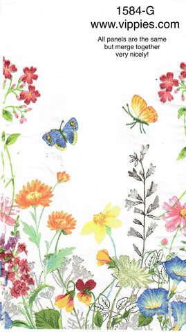 FL-1584-G Country Floral Butterflies Guest Napkin for Decoupage