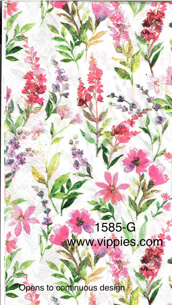 FL-1585-G Pink Lilacs Leaves Guest Napkin for Decoupage