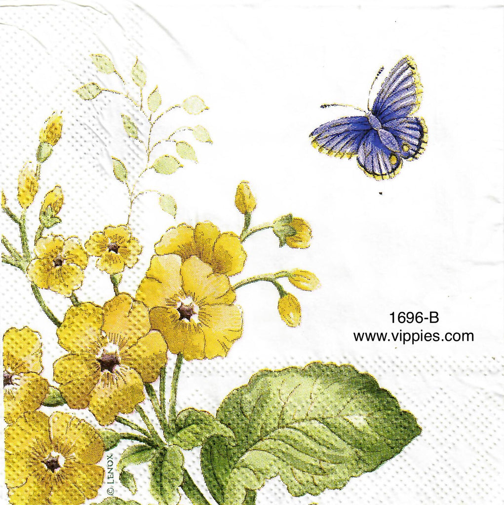 FL-1696-B Yellow Floral Butterfly Napkin for Decoupage
